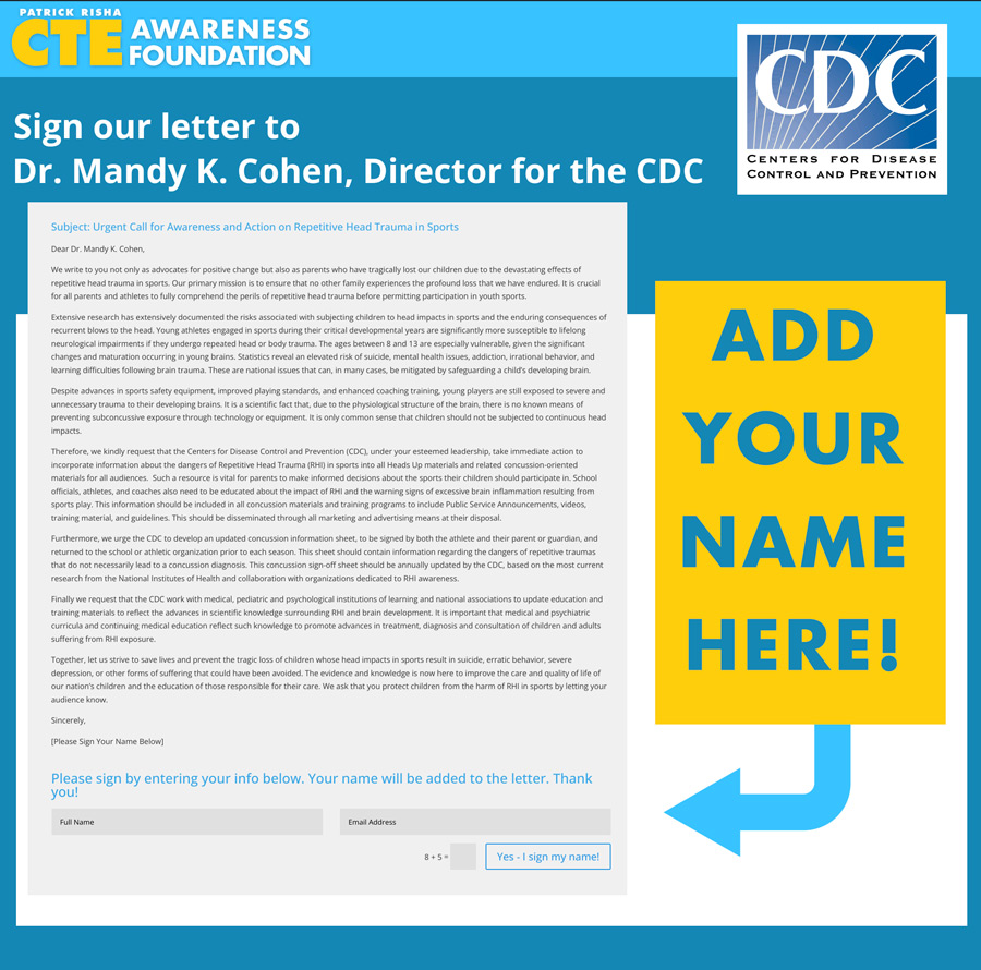 Sign our letter to the CDC